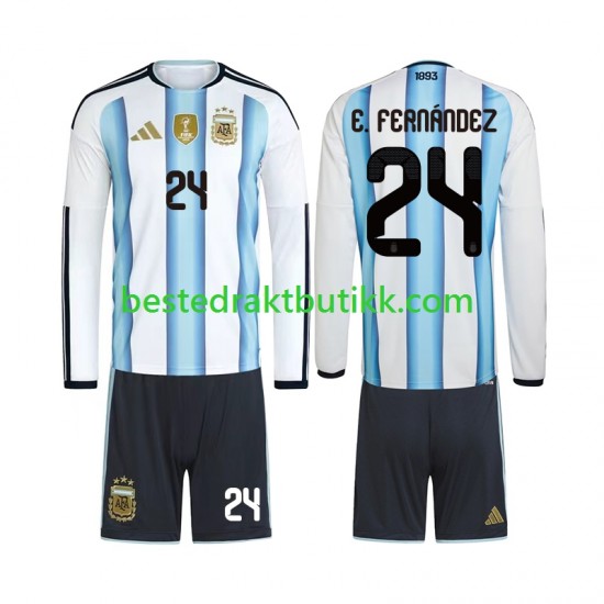 Fotballdrakter Argentina Enzo Fernandez 24 Hjemmedraktsett Fotball-VM 2026 Langermet til Barn