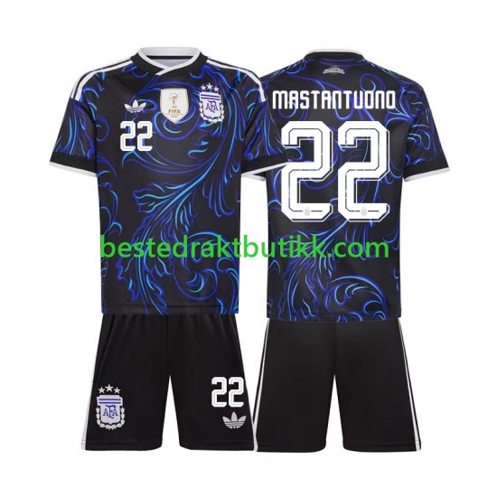 Fotballdrakter Argentina Franco Mastantuono 22 Bortedraktsett Fotball-VM 2026 Kortermet til Barn