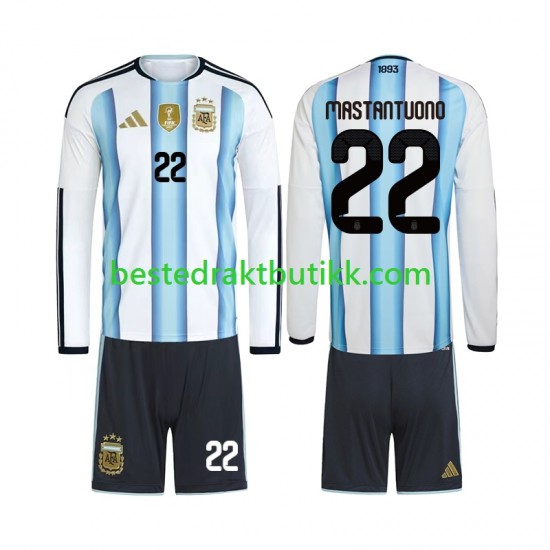Fotballdrakter Argentina Franco Mastantuono 22 Hjemmedraktsett Fotball-VM 2026 Langermet til Barn
