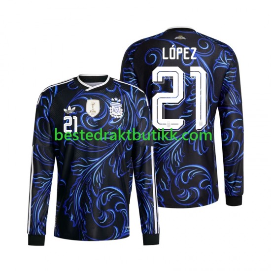 Fotballdrakter Argentina Jose Manuel Lopez 21 Bortedraktsett Fotball-VM 2026 Langermet til Herre