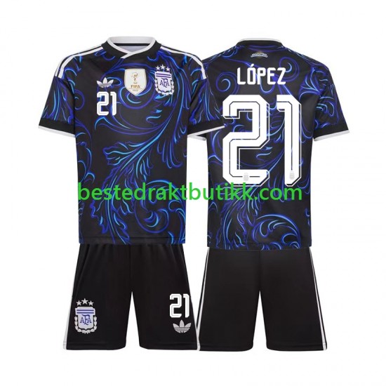 Fotballdrakter Argentina Jose Manuel Lopez 21 Bortedraktsett Fotball-VM 2026 Kortermet til Barn