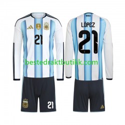 Fotballdrakter Argentina Jose Manuel Lopez 21 Hjemmedraktsett Fotball-VM 2026 Langermet til Barn
