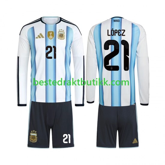 Fotballdrakter Argentina Jose Manuel Lopez 21 Hjemmedraktsett Fotball-VM 2026 Langermet til Barn