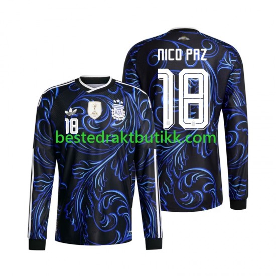 Fotballdrakter Argentina Nico Paz 18 Bortedraktsett Fotball-VM 2026 Langermet til Herre