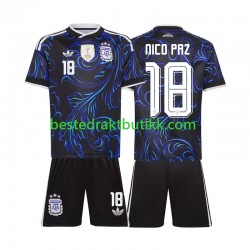 Fotballdrakter Argentina Nico Paz 18 Bortedraktsett Fotball-VM 2026 Kortermet til Barn