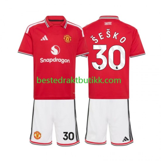 Fotballdrakter Manchester United Benjamin Sesko 30 Hjemmedraktsett 2026-2027 Kortermet til Barn