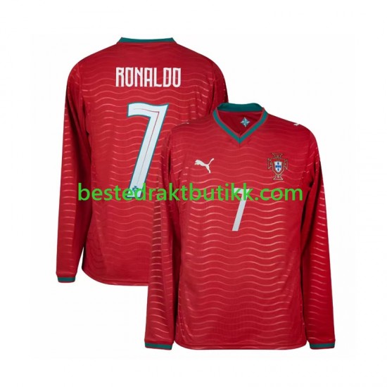 Fotballdrakter Portugal Cristiano Ronaldo 7 Hjemmedraktsett Fotball-VM 2026 Langermet til Herre