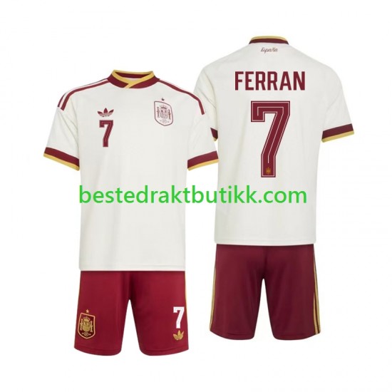 Fotballdrakter Spania Ferran Torres 7 Bortedraktsett Fotball-VM 2026 Kortermet til Barn