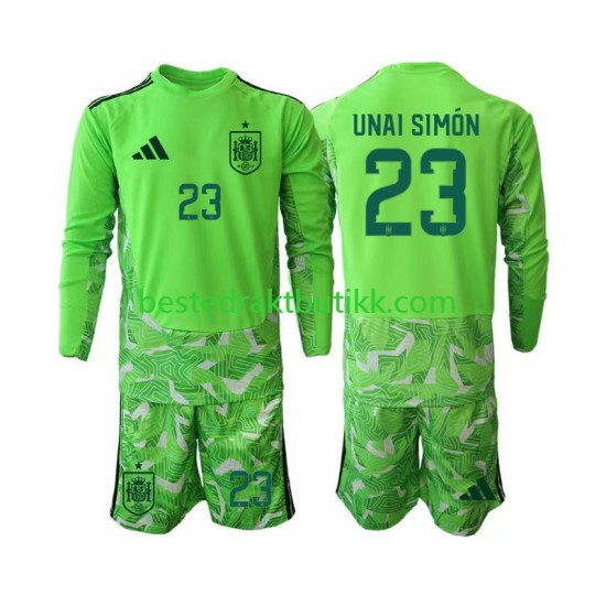 Fotballdrakter Spania Unai Simon 23 6th Green color Keeper Fotball-VM 2026 Langermet til Barn