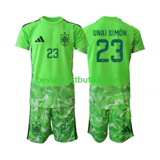 Fotballdrakter Spania Unai Simon 23 6th Green color Keeper Fotball-VM 2026 Kortermet til Barn