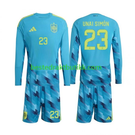 Fotballdrakter Spania Unai Simon 23 Keeper Hjemmedraktsett Fotball-VM 2026 Langermet til Barn