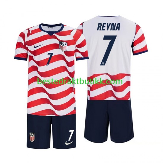 Fotballdrakter USA Giovanni Reyna 7 Hjemmedraktsett Fotball-VM 2026 Kortermet til Barn