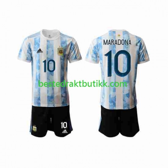 Fotballdrakter Argentina Maradona 10 2020-2021 Hjemmedraktsett Kortermet til Barn