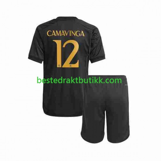 Fotballdrakter Real Madrid Eduardo Camavinga 12 Tredjedraktsett 2023-2024 Kortermet til Barn