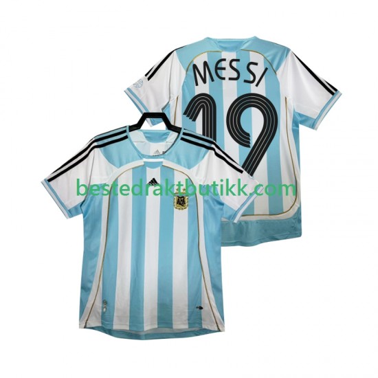 Fotballdrakter Argentina MESSI 19 Retro Hjemmedraktsett 2006 Kortermet til Herre