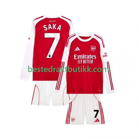 Fotballdrakter Arsenal Bukayo Saka 7 Hjemmedraktsett 2025-2026 Langermet til Barn