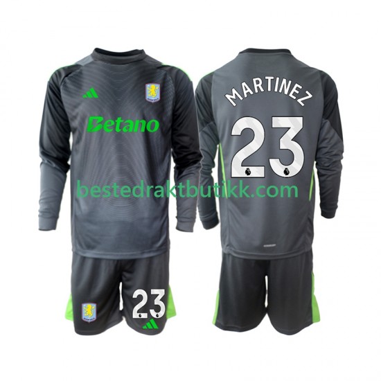 Fotballdrakter Aston Villa Emiliano Martinez 23 Keeper Hjemmedraktsett 2025-2026 Langermet til Barn