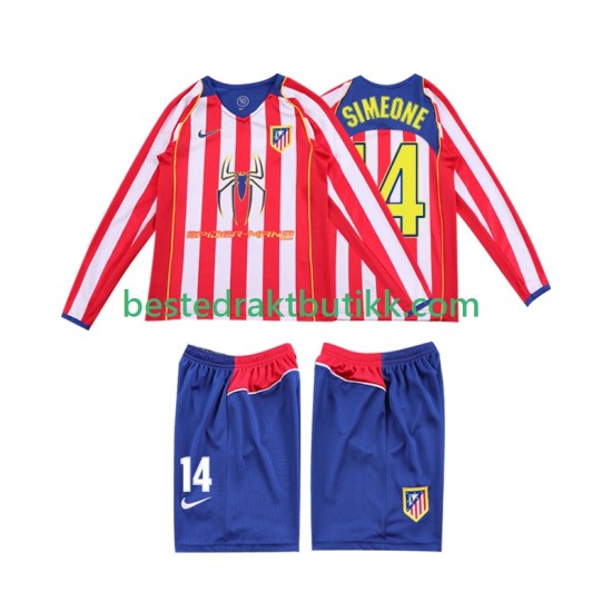 Fotballdrakter Atlético Madrid SIMEONE 14 2005 Retro Hjemmedraktsett 2004 Langermet til Barn