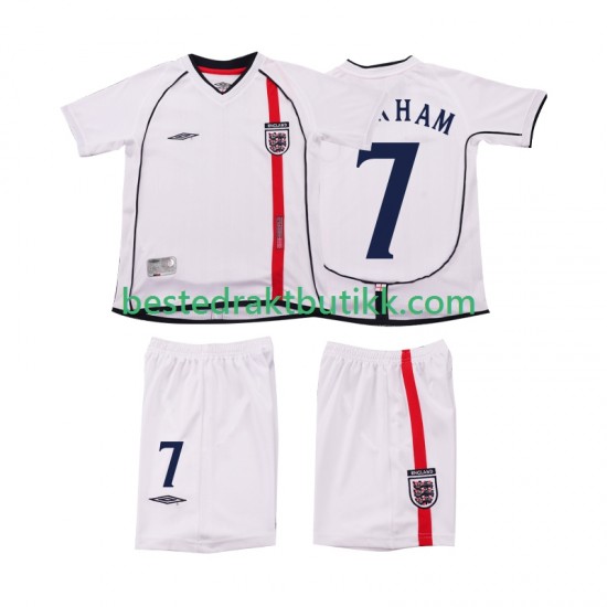 Fotballdrakter England BECKHAM 7 2002 Retro Hjemmedraktsett Kortermet til Barn