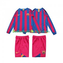 Fotballdrakter FC Barcelona 2005 Retro Hjemmedraktsett 2006 Langermet til Barn