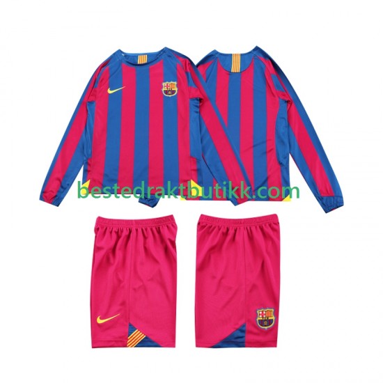 Fotballdrakter FC Barcelona 2005 Retro Hjemmedraktsett 2006 Langermet til Barn