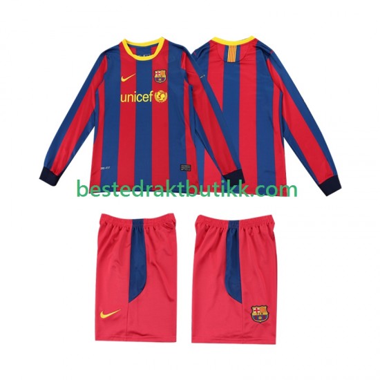 Fotballdrakter FC Barcelona Retro Hjemmedraktsett 2011 2010 Langermet til Barn