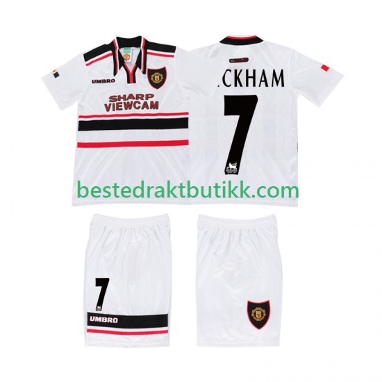 Fotballdrakter Manchester United BECKHAM 7 1998 Retro Bortedraktsett Kortermet til Barn