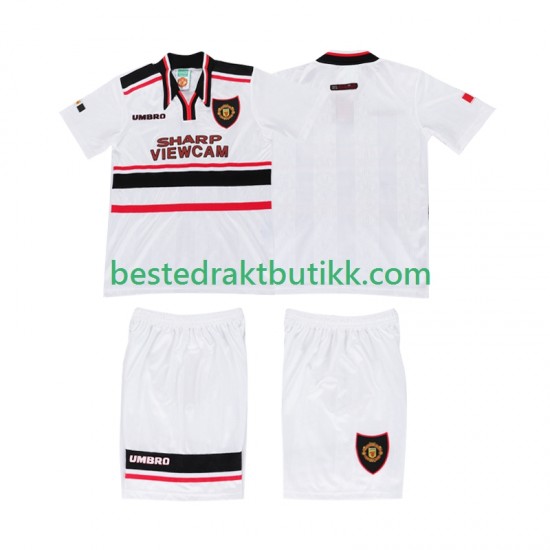 Fotballdrakter Manchester United 1998 Retro Bortedraktsett Kortermet til Barn