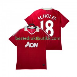 Fotballdrakter Manchester United SCHOLES 18 Retro Hjemmedraktsett 2011 2010 Kortermet til Herre
