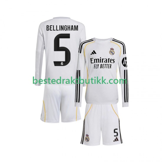 Fotballdrakter Real Madrid Jude Bellingham 5 Hjemmedraktsett 2025-2026 Langermet til Barn