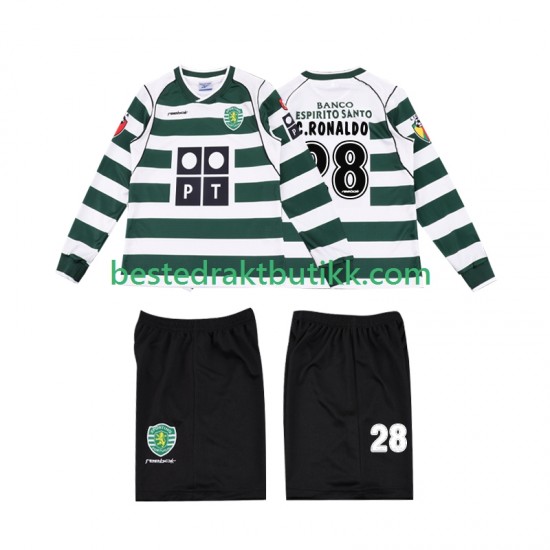 Fotballdrakter Sporting CP Cristiano Ronaldo 28 2001 2003 Retro Hjemmedraktsett Langermet til Barn