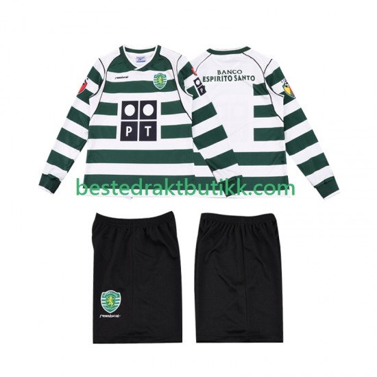 Fotballdrakter Sporting CP 2001 2003 Retro Hjemmedraktsett Langermet til Barn