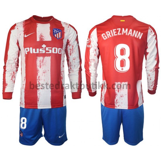 Fotballdrakter Atlético Madrid GRIEZMANN 8 Hjemmedraktsett 2021-2022 Langermet til Barn