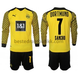 Fotballdrakter Borussia Dortmund Sancho 7 Hjemmedraktsett 2021-2022 Langermet til Barn