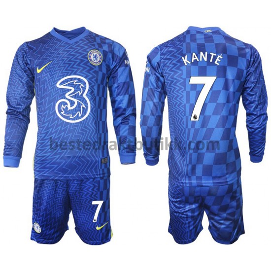 Fotballdrakter Chelsea Kante 7 Hjemmedraktsett 2021-2022 Langermet til Barn