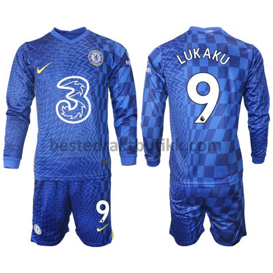 Fotballdrakter Chelsea LUKAKU 9 Hjemmedraktsett 2021-2022 Langermet til Barn