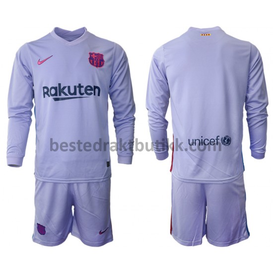 Fotballdrakter FC Barcelona Bortedraktsett 2021-2022 Langermet til Barn