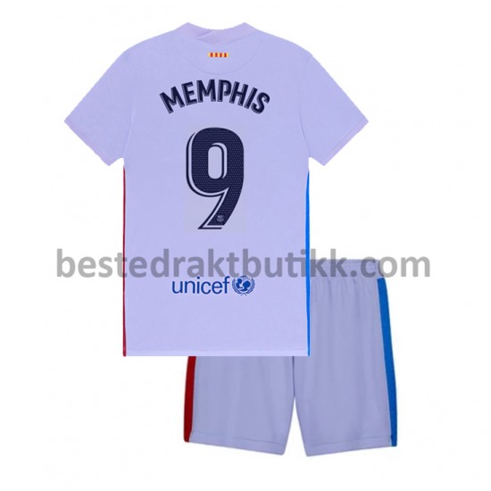 Fotballdrakter FC Barcelona Memphis Depay 9 Bortedraktsett 2021-2022 til Barn