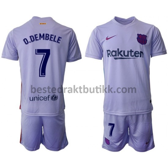 Fotballdrakter FC Barcelona O.Dembele 7 Bortedraktsett 2021-2022 Langermet til Barn
