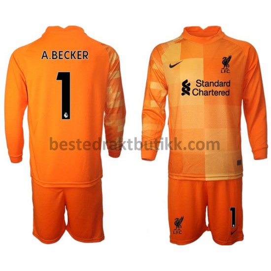 Fotballdrakter Liverpool Keeper A.BECKER 1 Fjerdedraktsett 2021-2022 Langermet til Barn