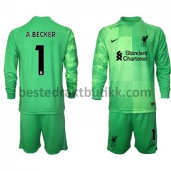 Fotballdrakter Liverpool Keeper Alisson Becker 1 Hjemmedraktsett 2021-2022 Langermet til Barn