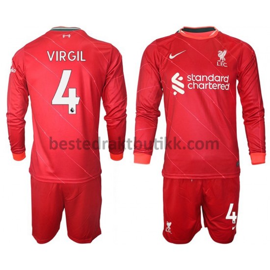 Fotballdrakter Liverpool VIRGIL 4 Hjemmedraktsett 2021-2022 Langermet til Barn