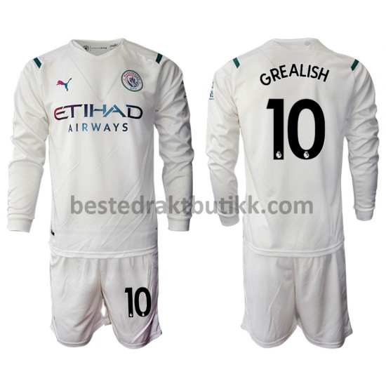 Fotballdrakter Manchester City Jack Grealish 10 Bortedraktsett 2021-2022 Langermet til Barn