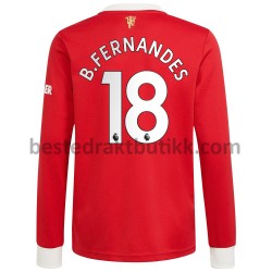Fotballdrakter Manchester United Bruno Fernandes 18 Hjemmedraktsett 2021-2022 Langermet til Herre