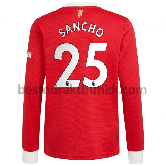 Fotballdrakter Manchester United Jadon Sancho 25 Hjemmedraktsett 2021-2022 Langermet til Herre