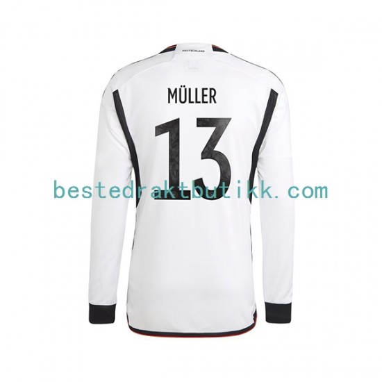 Fotballdrakter Tyskland Thomas Muller 13 Hjemmedraktsett Fotball-VM 2022 Langermet til Herre