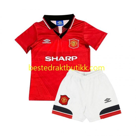 Fotballdrakter Manchester United Retro Hjemmedraktsett 1994 Kortermet til Barn